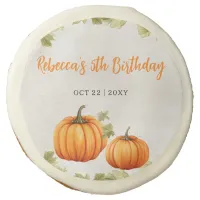 Fall Burnt Orange Pumpkin Patch Birthday Sugar Cookie