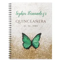 Rustic Vintage Emerald Green Gold Butterfly  Notebook