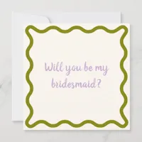 Retro Wavy "Will you be my bridesmaid?" Proposal Invitation