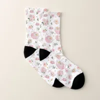 Tea Party Pink Floral Teapot & Cup Cozy Socks