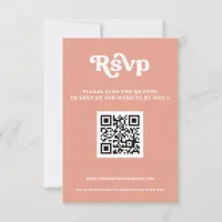 Retro Groovy 70s Cute Pink Blush QR code RSVP Card