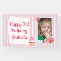 Personalized (Add  Birthday Banner for Girl's Pink