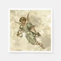 Vintage Angel Glittering Gold V4 ID136 Napkins