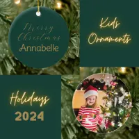 Merry Christmas Personalized Name Photo Ceramic Ornament