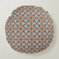 Turkish Inspired: Textured Navy & Terracotta Round Pillow