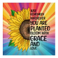 Inspirational Quote and Hand Drawn Sunflower Acrylic Print