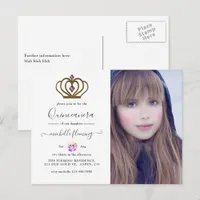 Old Gold Elegance Quinceañera Invitation Postcard