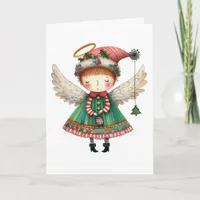 Folk Art Style Cute Angel Card