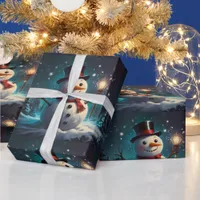 Whimsical Snowman Christmas Artwork Wrapping Paper