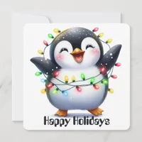 Funny Penguin Holiday Greeting Card