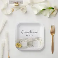 Tea Cup and Yellow Daisies Wedding Paper Plates