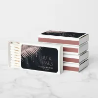 Jewel Palm Leaf Wedding Rose Gold/Nvy ID830 Matchboxes