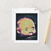 Doll Head 8 Bit Glitch Halloween Postcard