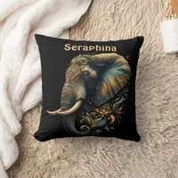 Floral dawn elephant art throw pillow