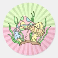 Portobello Mushroom Cute Pastel   Classic Round Sticker