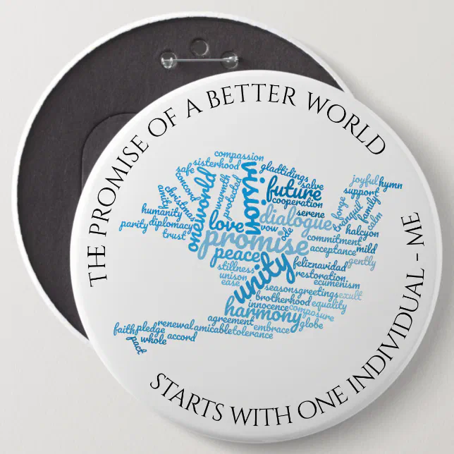 Inspirational Elegant Dove of Peace Tag Cloud Button