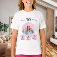Birthday name age photo collage girl T-Shirt
