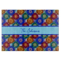Stained Glass Abstract Red Green Blue Orange Cutting Board