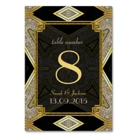 Art Deco Gold Black Wedding Table Number Card