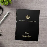 Black gold crown name year business notebook