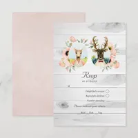Whimsical Rustic Woodland Forest Deer Wedding RSVP Card