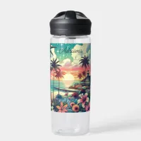 Pink and Turquoise Paradise | Beach Art Water Bottle