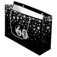 Birthday black silver diamonds monogram large gift bag