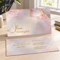Ethereal Blush Pink Gold Sparkles  Foil Business Cards