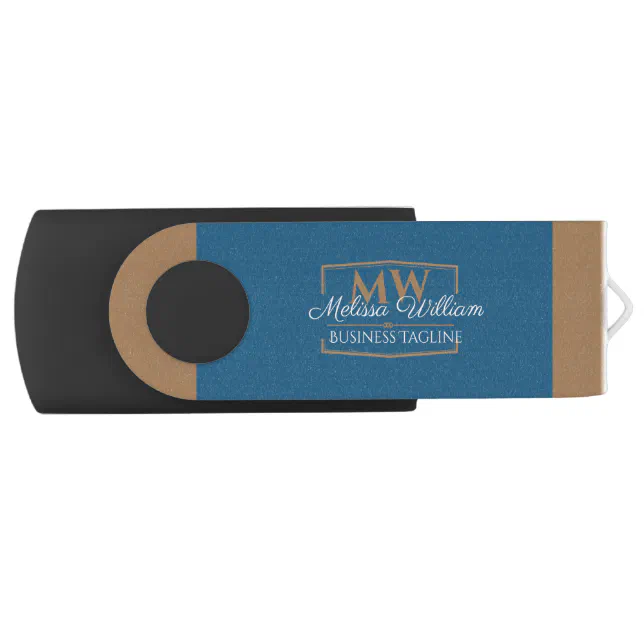 Blue Gold Monogram Flash Drive