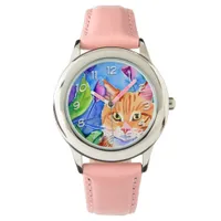 Cute Watercolor Orange Cat Watch