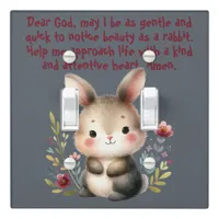 Rabbit Woodland Kids Christian Prayer on Grey | Light Switch Cover