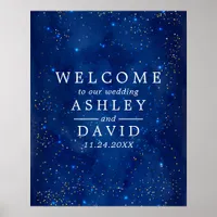 Watercolor Galaxy Cosmic Stars Wedding Welcome Poster