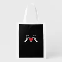 Kids Skeleton Hand Heart Valentines Day Cool Class Grocery Bag