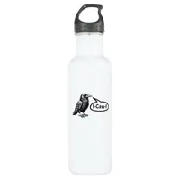 F-Caw-F Funny Crow Raven Pun F-Off Subtle F-Bomb Stainless Steel Water Bottle