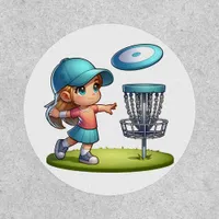 Cute Little Girl Disc Golf Cartoon  Patch