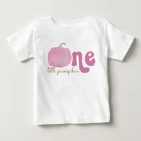 Pink Pumpkin First Birthday Baby Shirt