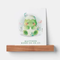 Dinosaur Egg Cute Watercolor Boy Baby Shower Picture Ledge