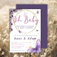 Oh Baby Butterfly Couples Shower Floral Pink Invitation