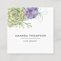 Watercolor Desert Cactus Succulents Square Business Card