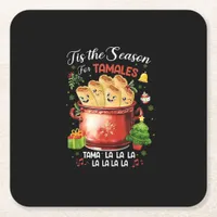 Tis Season For Tamales Christmas Mexican Food Square Paper Coaster