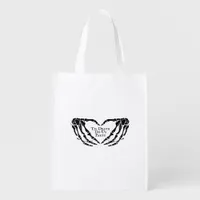 Til Death - Skeleton Heart Hands  Grocery Bag