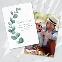 Eucalyptus Script Photo Wedding Save The Date