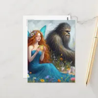Fairy and Sasquatch Picnic Postcard