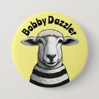 Bobby Dazzler, Geordie pin, Stripy sheep, lamb Button