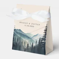 Watercolor Pine Tree Mountain Wedding Favor Boxes