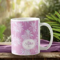 Hawaiian Palm Tree Silhouette Pattern Plum ID1093 Coffee Mug