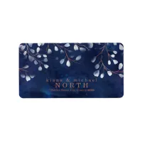 Watercolor Snowdrops Wedding V2 Navy/Copper ID726 Label