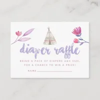 Watercolor Boho Tribal Baby Shower Diaper Raffle Enclosure Card