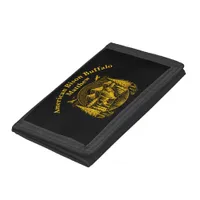 Majestic Gold Buffalo in Mountain Landscape Trifold Wallet