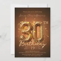 Luxurious Brown and Gold 30th Birthday Celebration Invitation